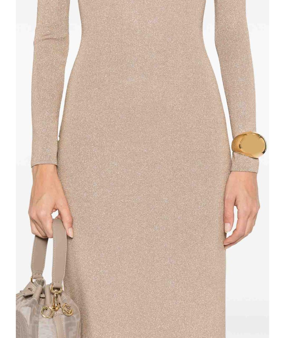 MAX MARA Золотое вискозное повседневное платье, фото 3