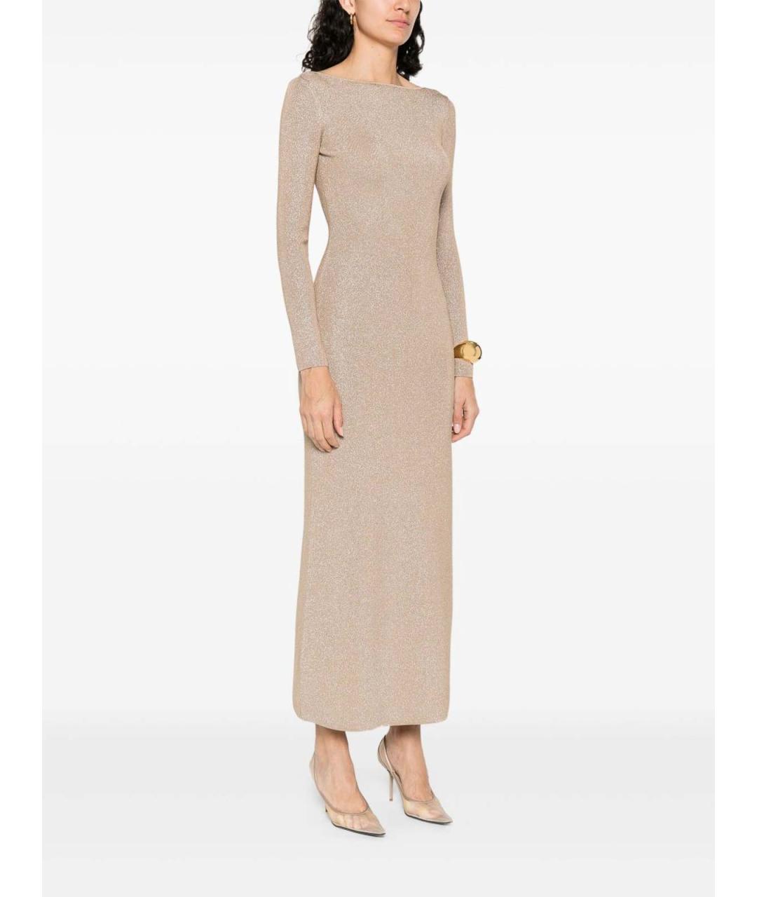 MAX MARA Золотое вискозное повседневное платье, фото 4