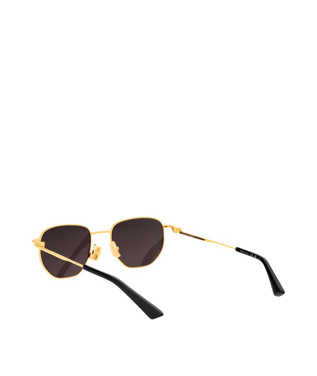 BOTTEGA VENETA Золотые металлические солнцезащитные очки, фото 4