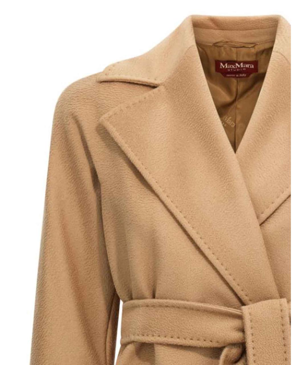 MAX MARA STUDIO Бежевое шерстяное пальто, фото 3