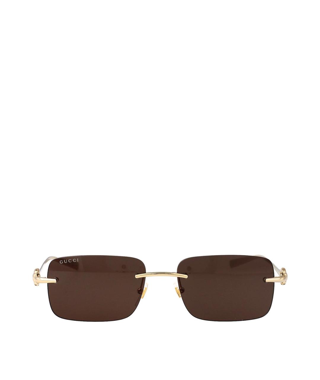 GUCCI Золотые металлические солнцезащитные очки, фото 1