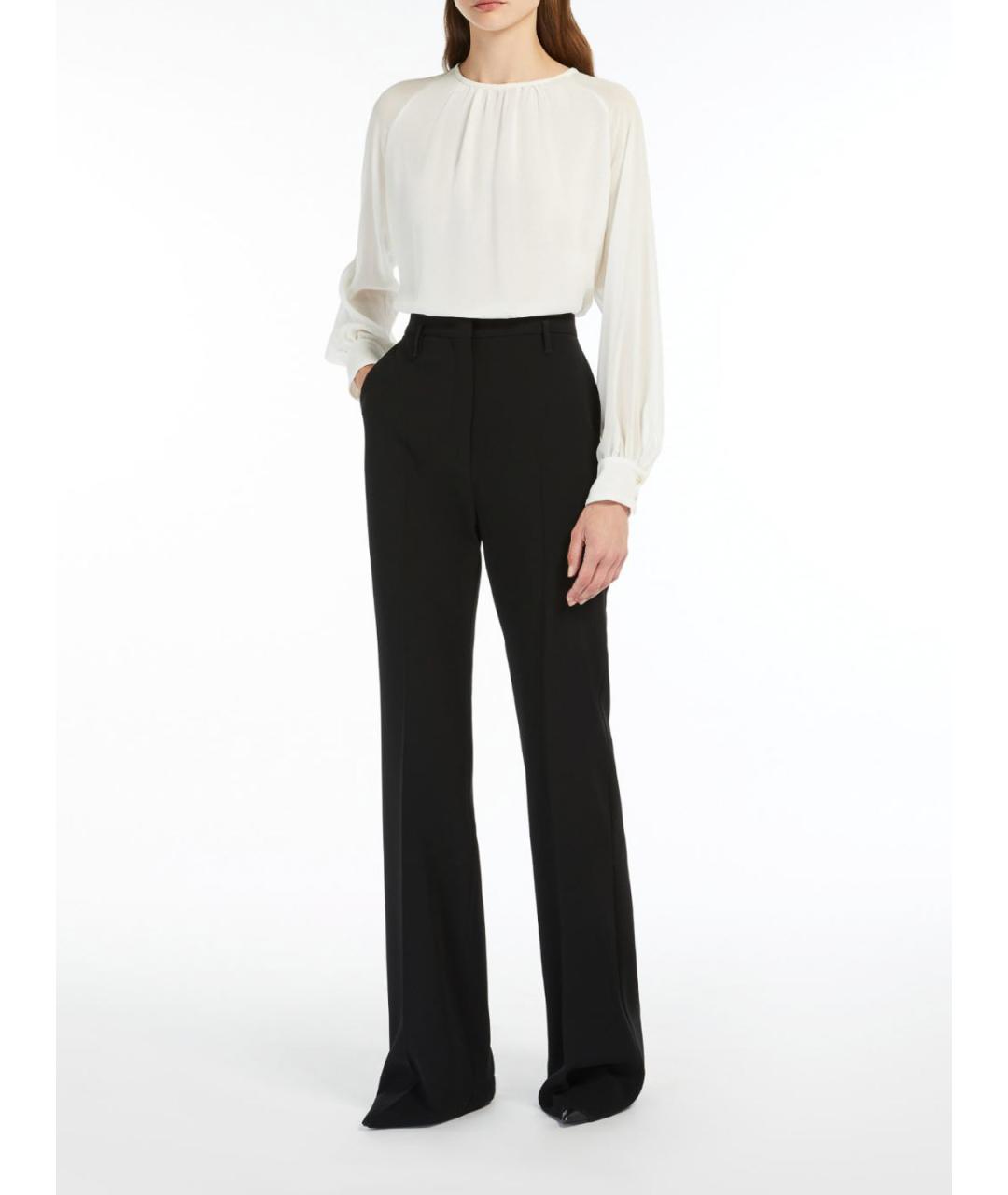 MAX MARA STUDIO Черные полиэстеровые прямые брюки, фото 2