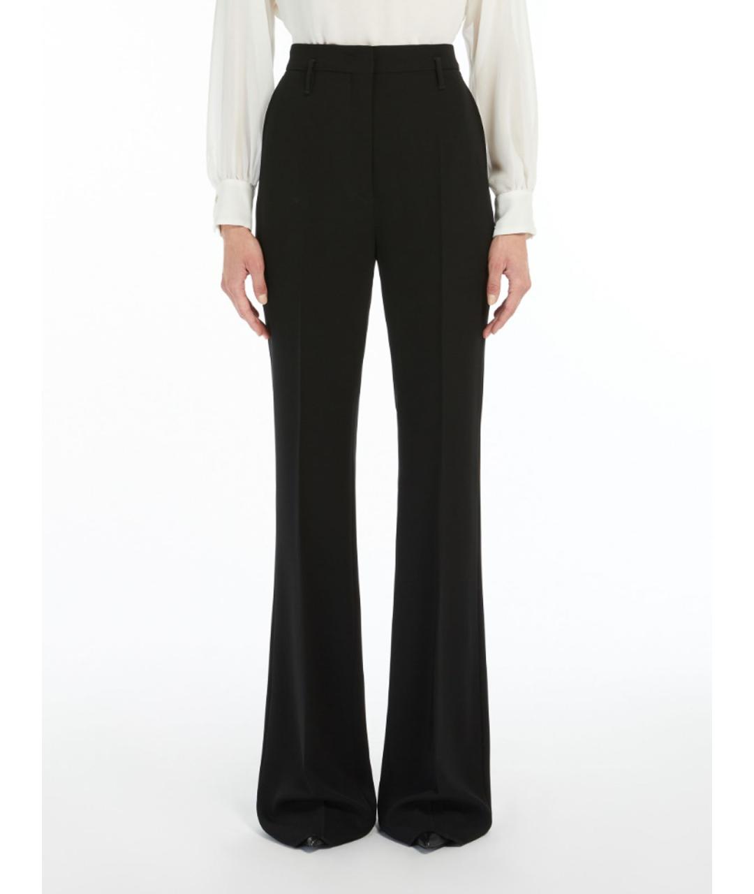 MAX MARA STUDIO Черные полиэстеровые прямые брюки, фото 3