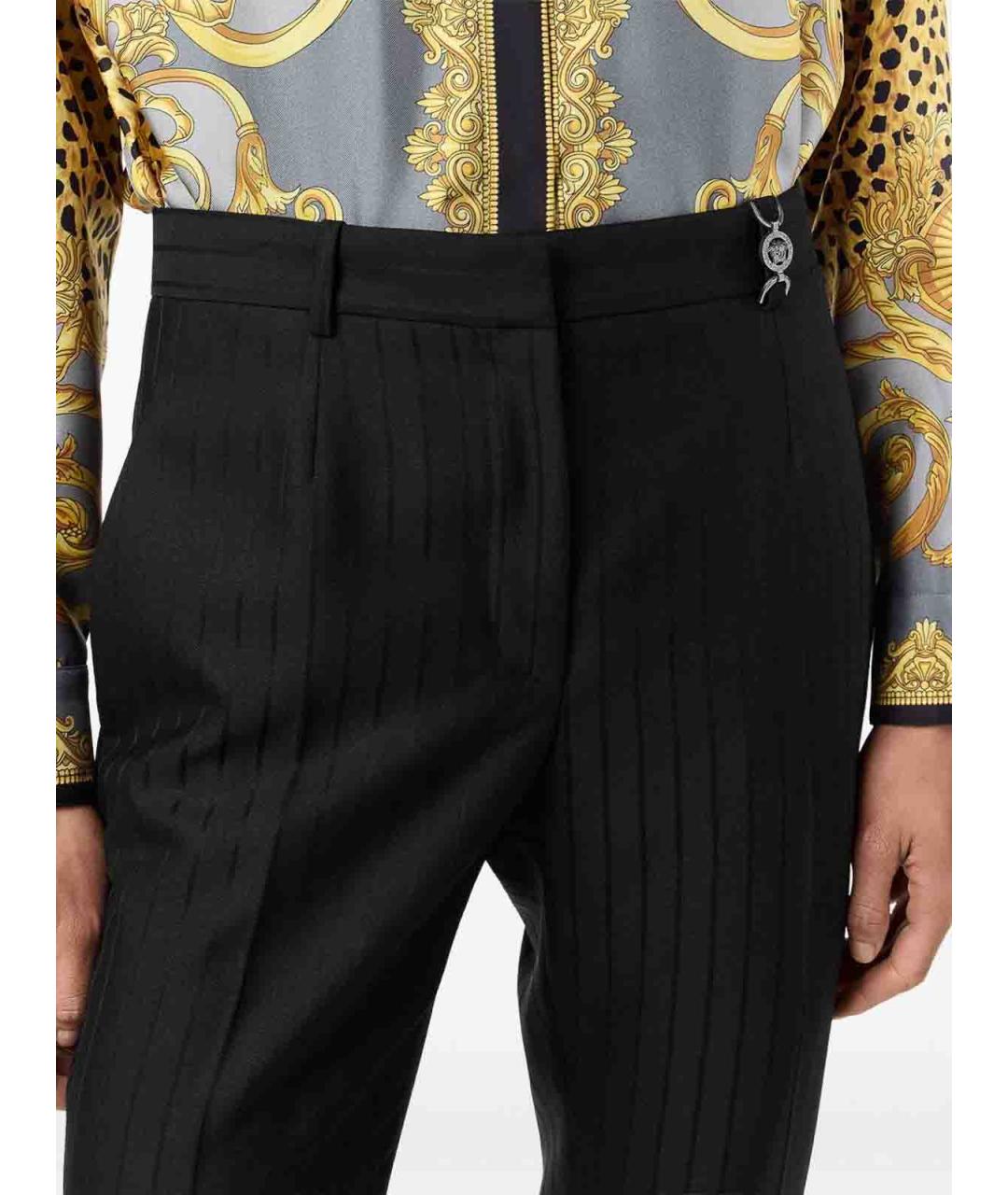VERSACE Черные шерстяные брюки широкие, фото 3