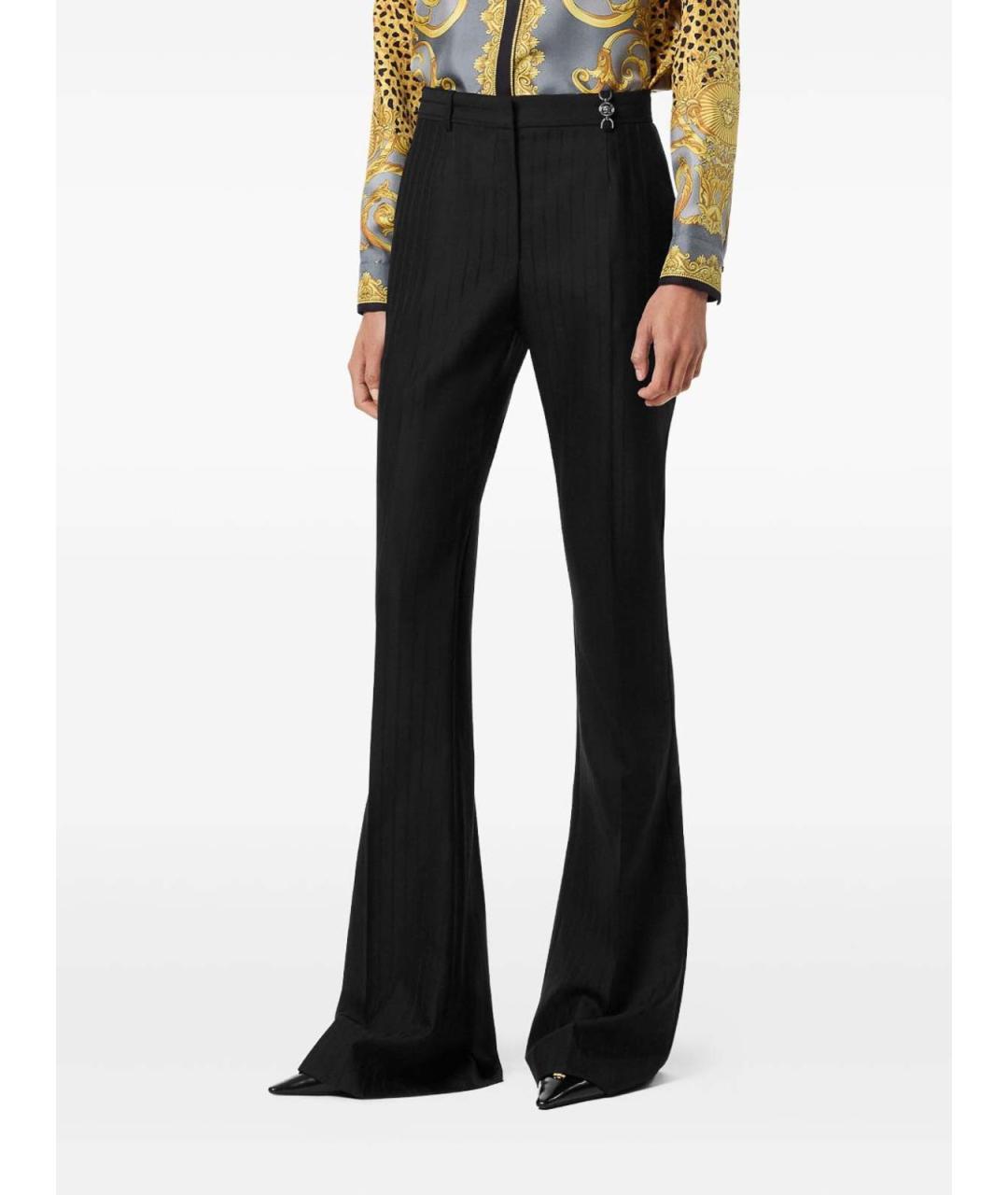 VERSACE Черные шерстяные брюки широкие, фото 4