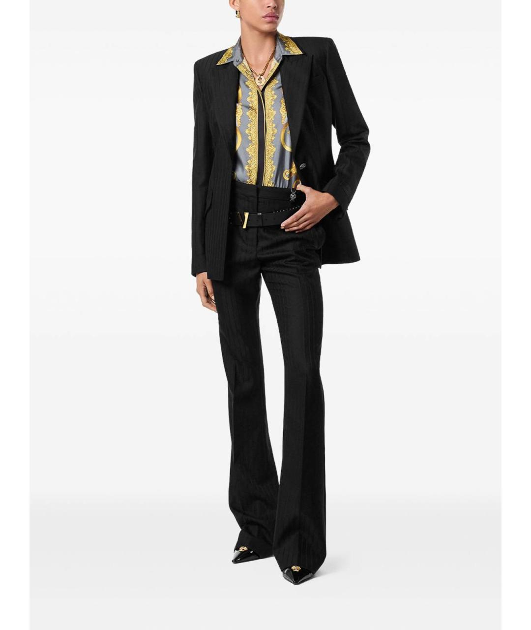 VERSACE Черные шерстяные брюки широкие, фото 5