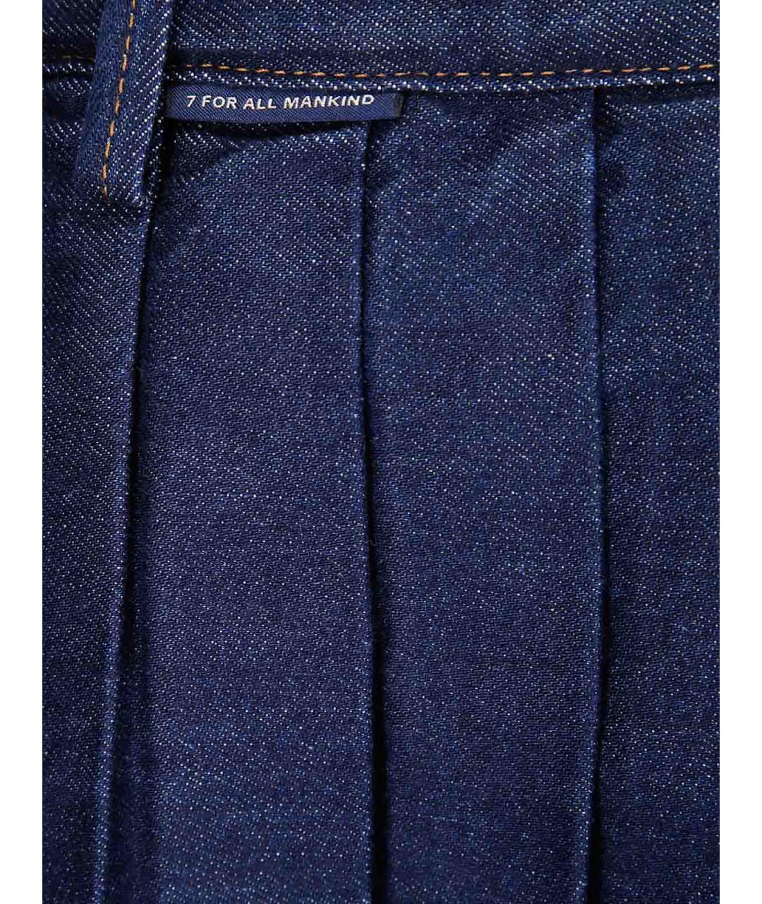 7 FOR ALL MANKIND Синяя хлопковая юбка мини, фото 3