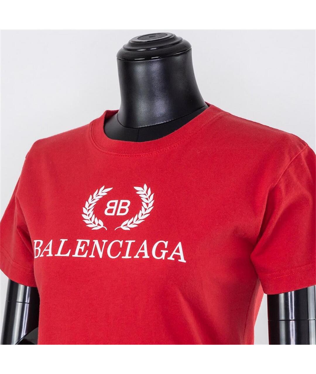 BALENCIAGA Красная хлопковая футболка, фото 2