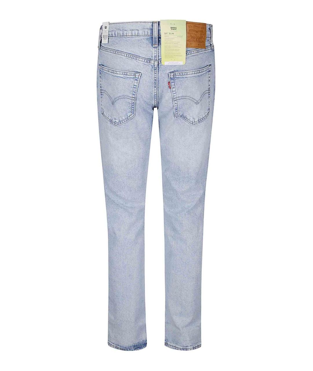 LEVI'S Голубые хлопковые прямые джинсы, фото 2