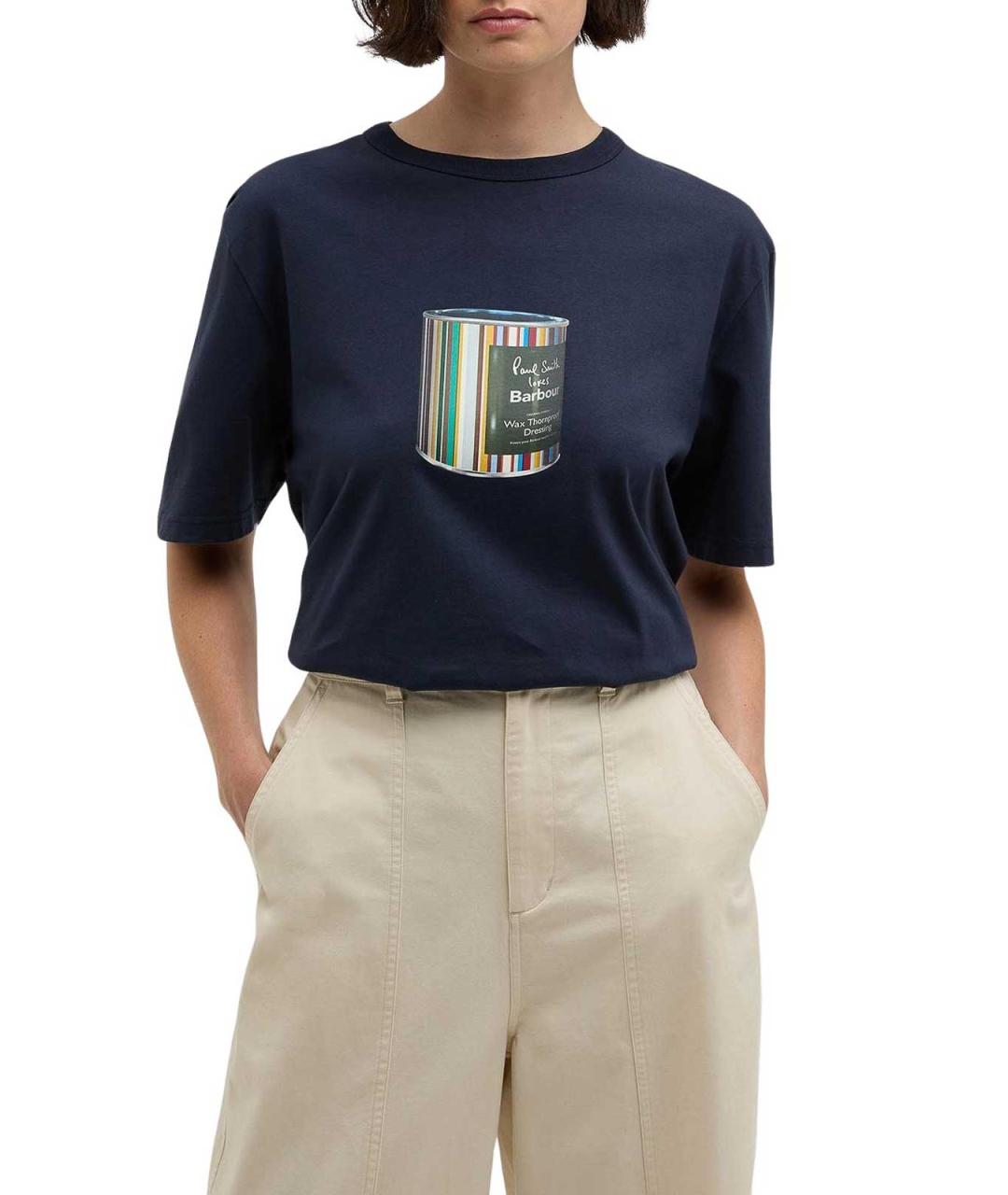 BARBOUR Синяя хлопковая футболка, фото 4