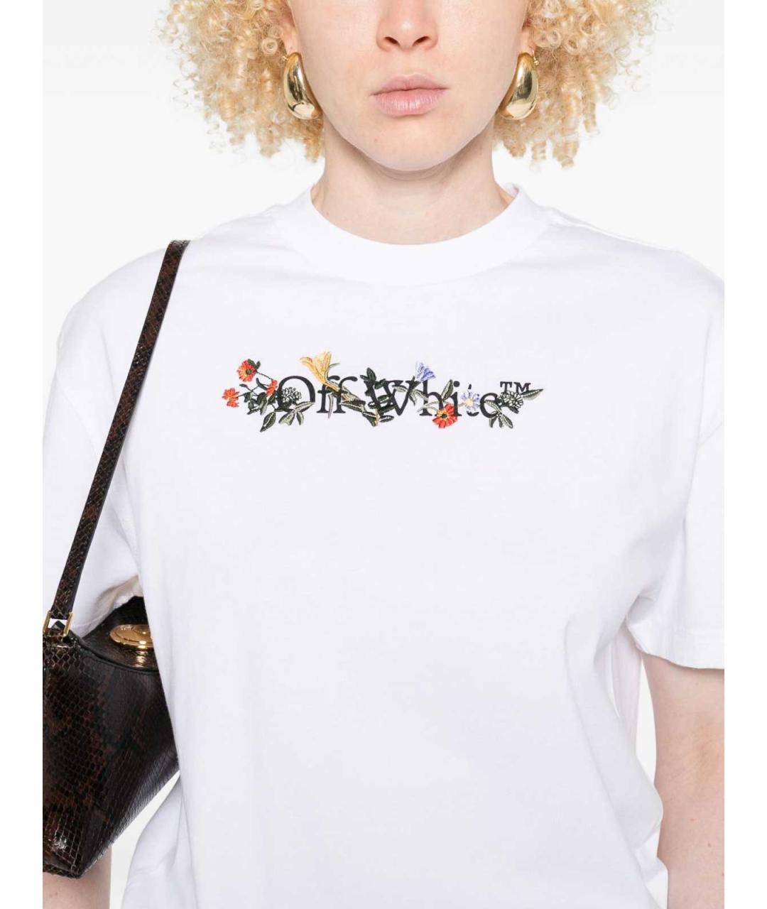 OFF-WHITE Белая хлопковая футболка, фото 4