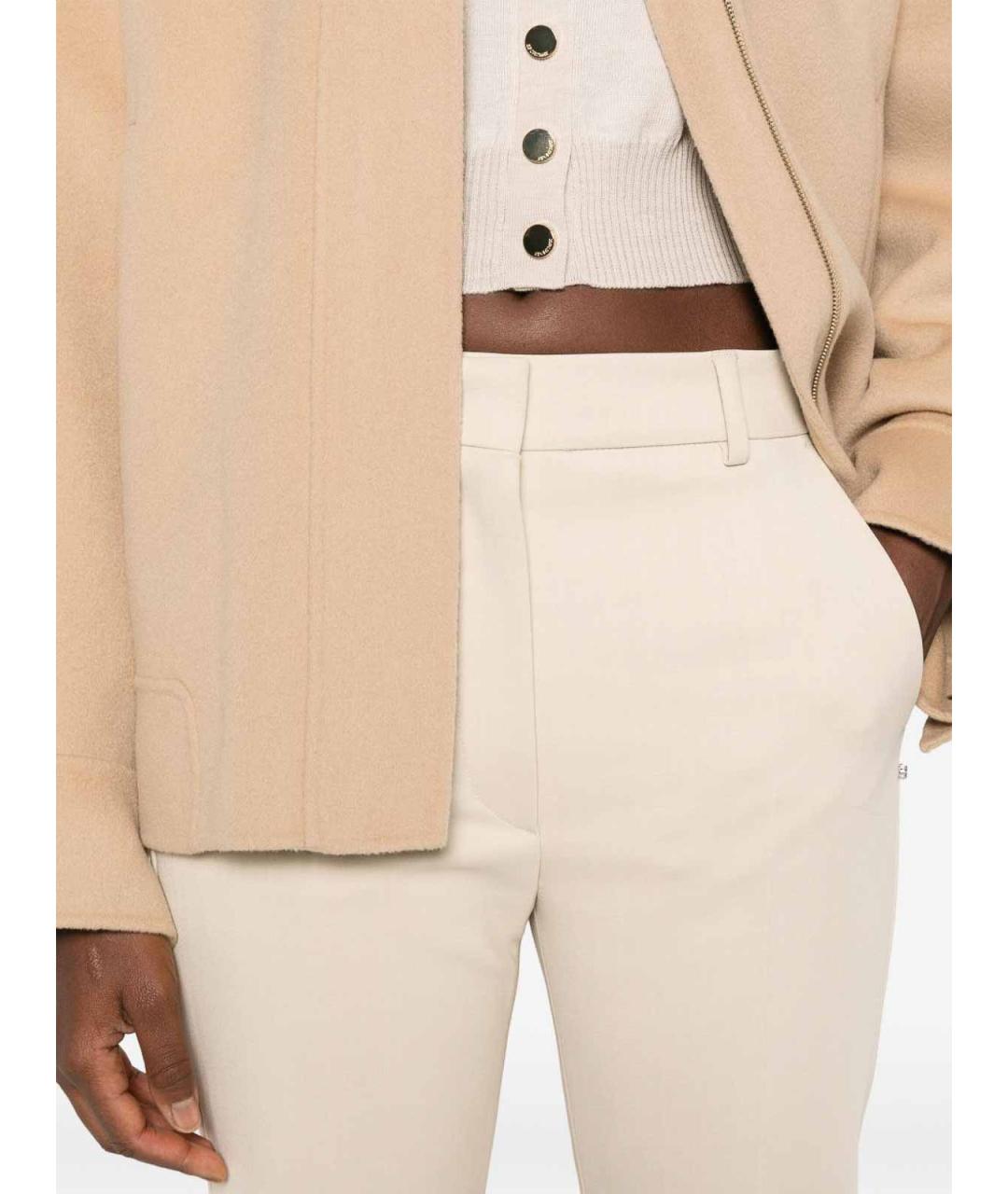 SPORTMAX Бежевые вискозные прямые брюки, фото 2