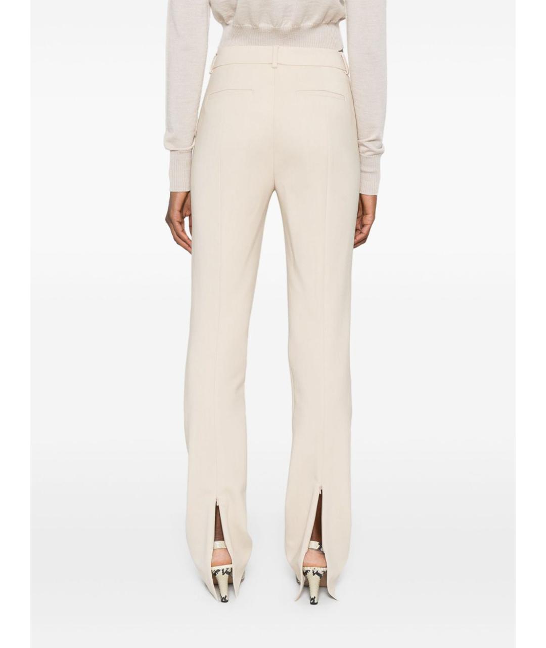 SPORTMAX Бежевые вискозные прямые брюки, фото 5
