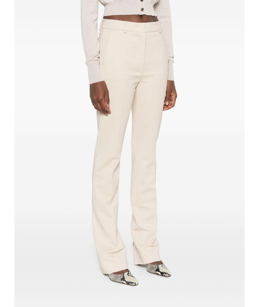 SPORTMAX Бежевые вискозные прямые брюки, фото 3