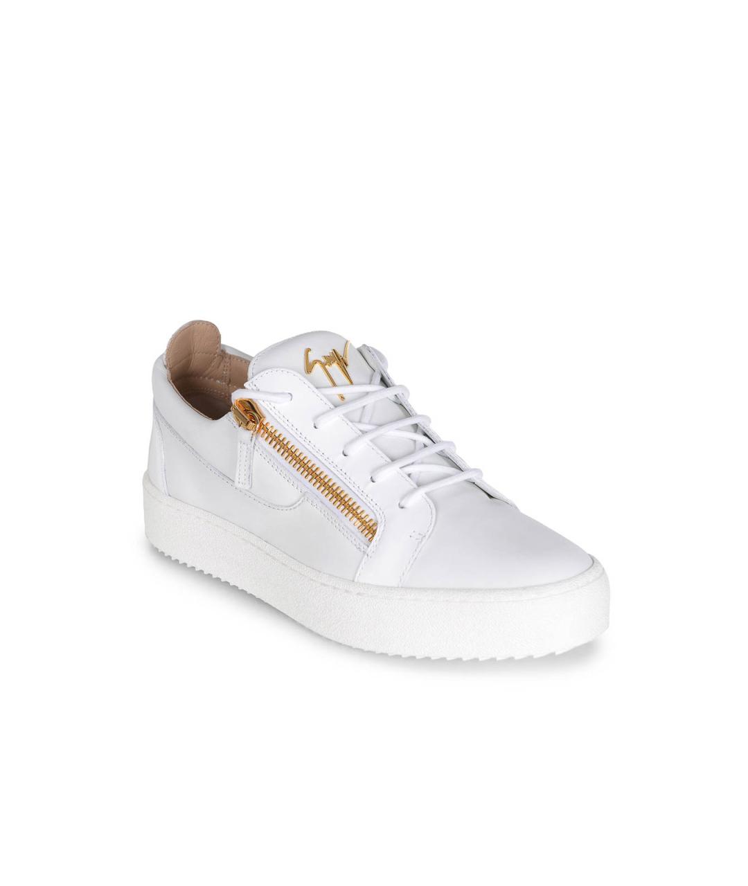 GIUSEPPE ZANOTTI DESIGN Белые кожаные низкие кроссовки / кеды, фото 3
