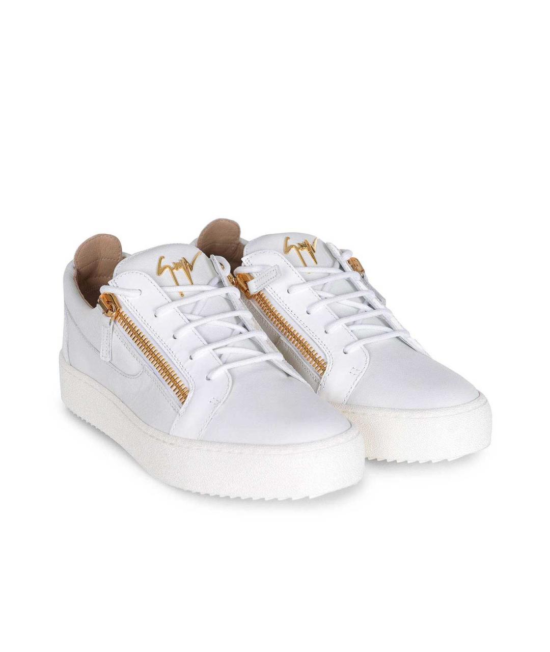 GIUSEPPE ZANOTTI DESIGN Белые кожаные низкие кроссовки / кеды, фото 2