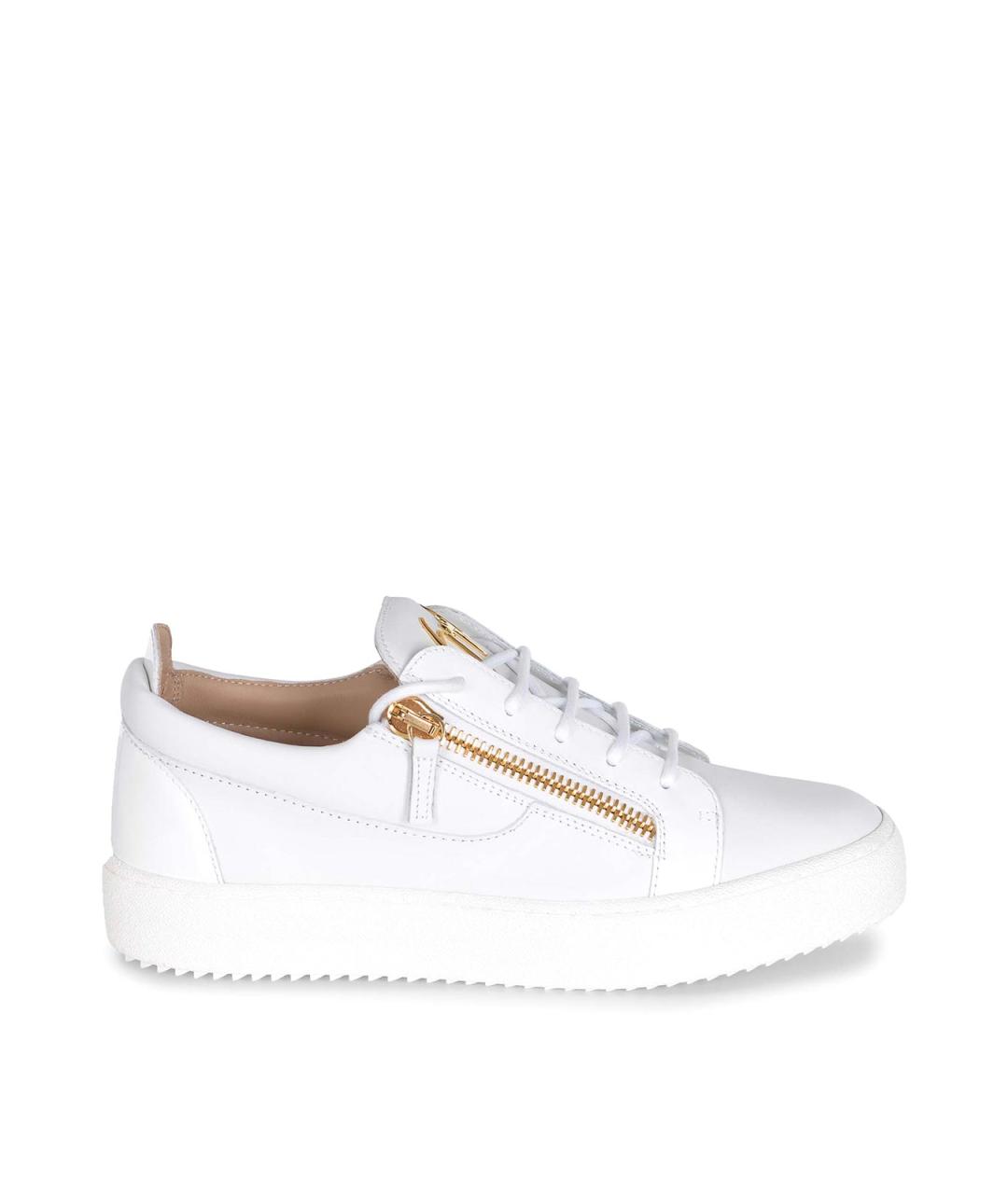 GIUSEPPE ZANOTTI DESIGN Белые кожаные низкие кроссовки / кеды, фото 1