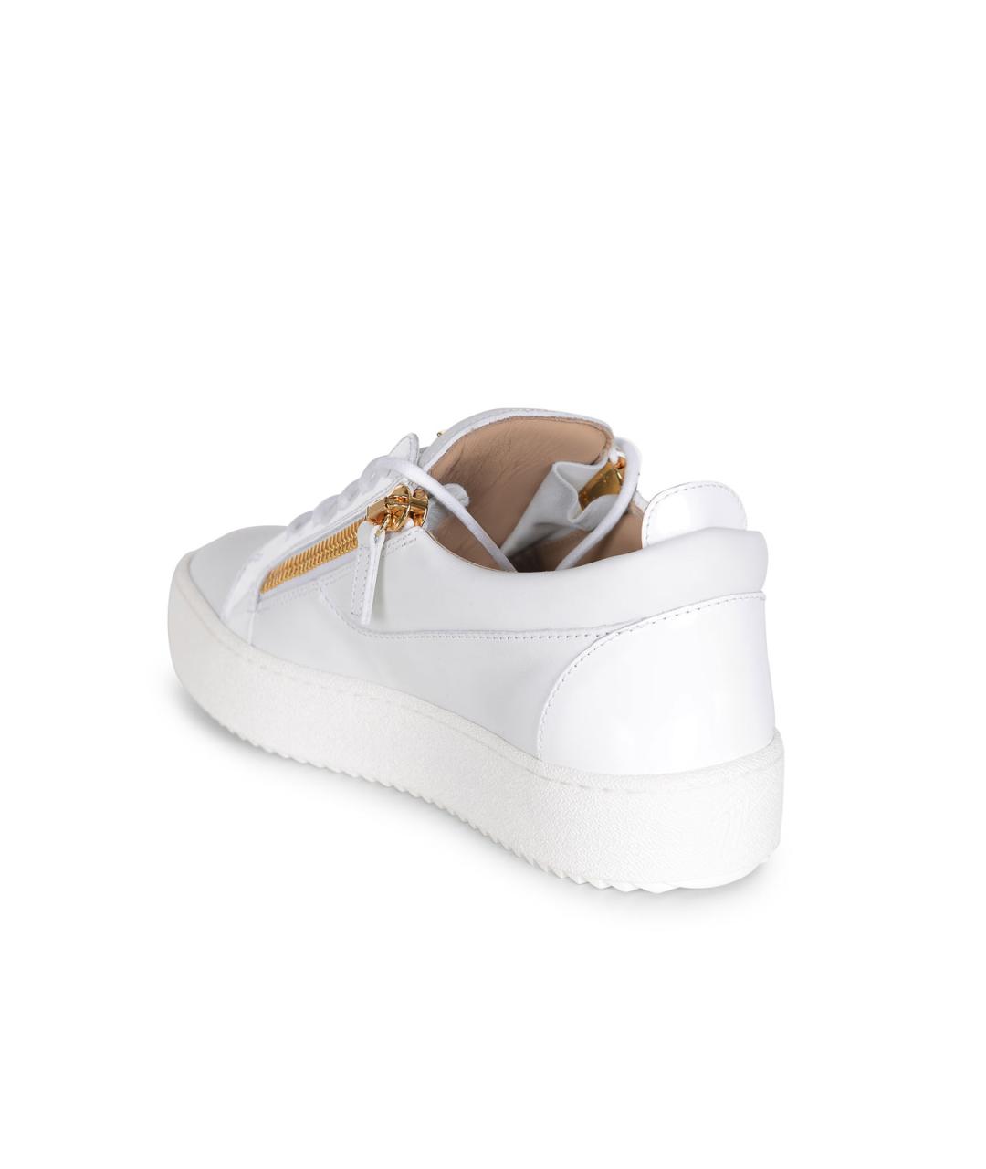 GIUSEPPE ZANOTTI DESIGN Белые кожаные низкие кроссовки / кеды, фото 4