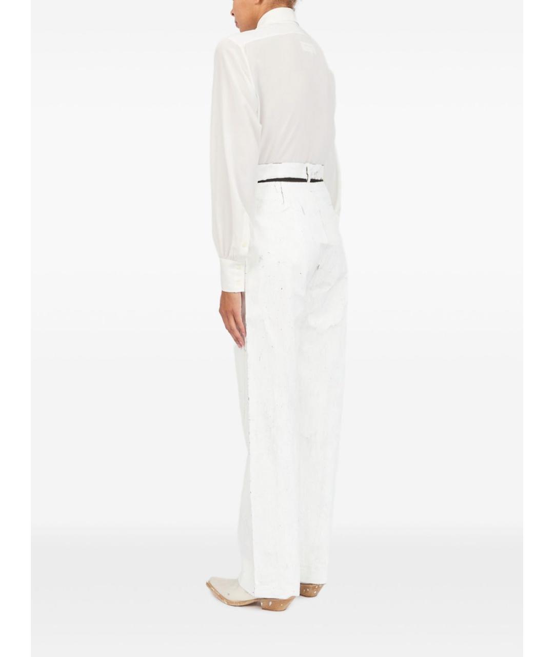 MM6 MAISON MARGIELA Белые хлопковые брюки широкие, фото 4