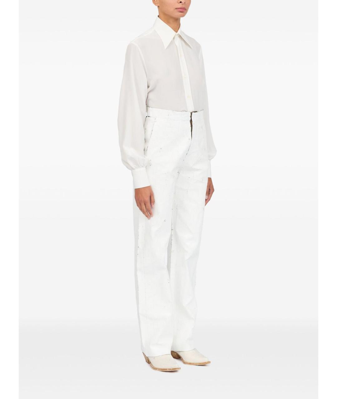 MM6 MAISON MARGIELA Белые хлопковые брюки широкие, фото 6