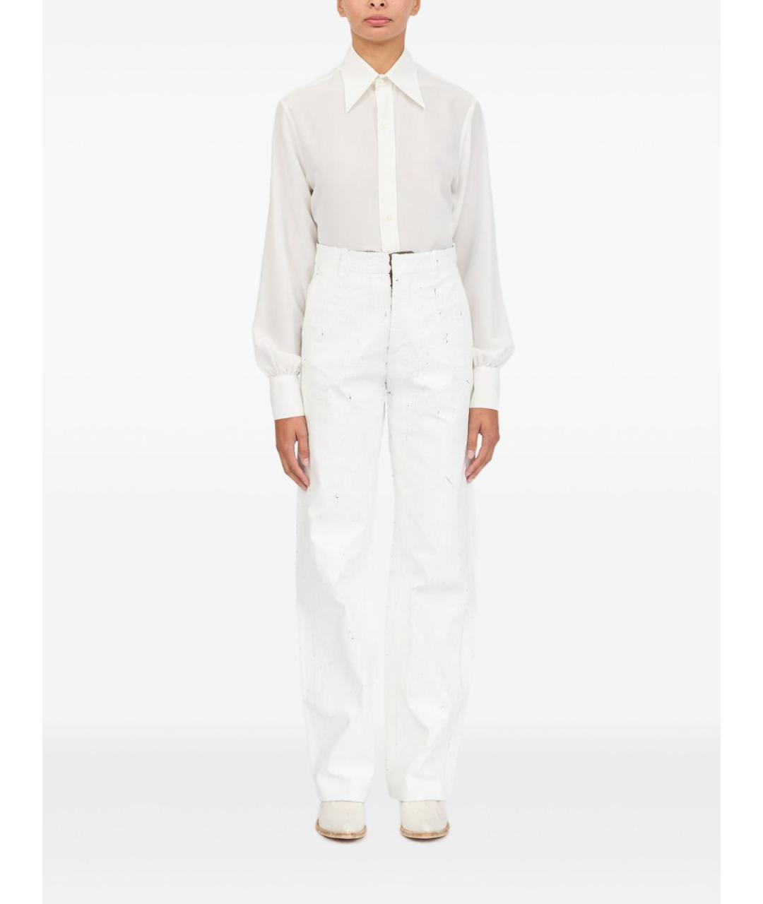 MM6 MAISON MARGIELA Белые хлопковые брюки широкие, фото 7