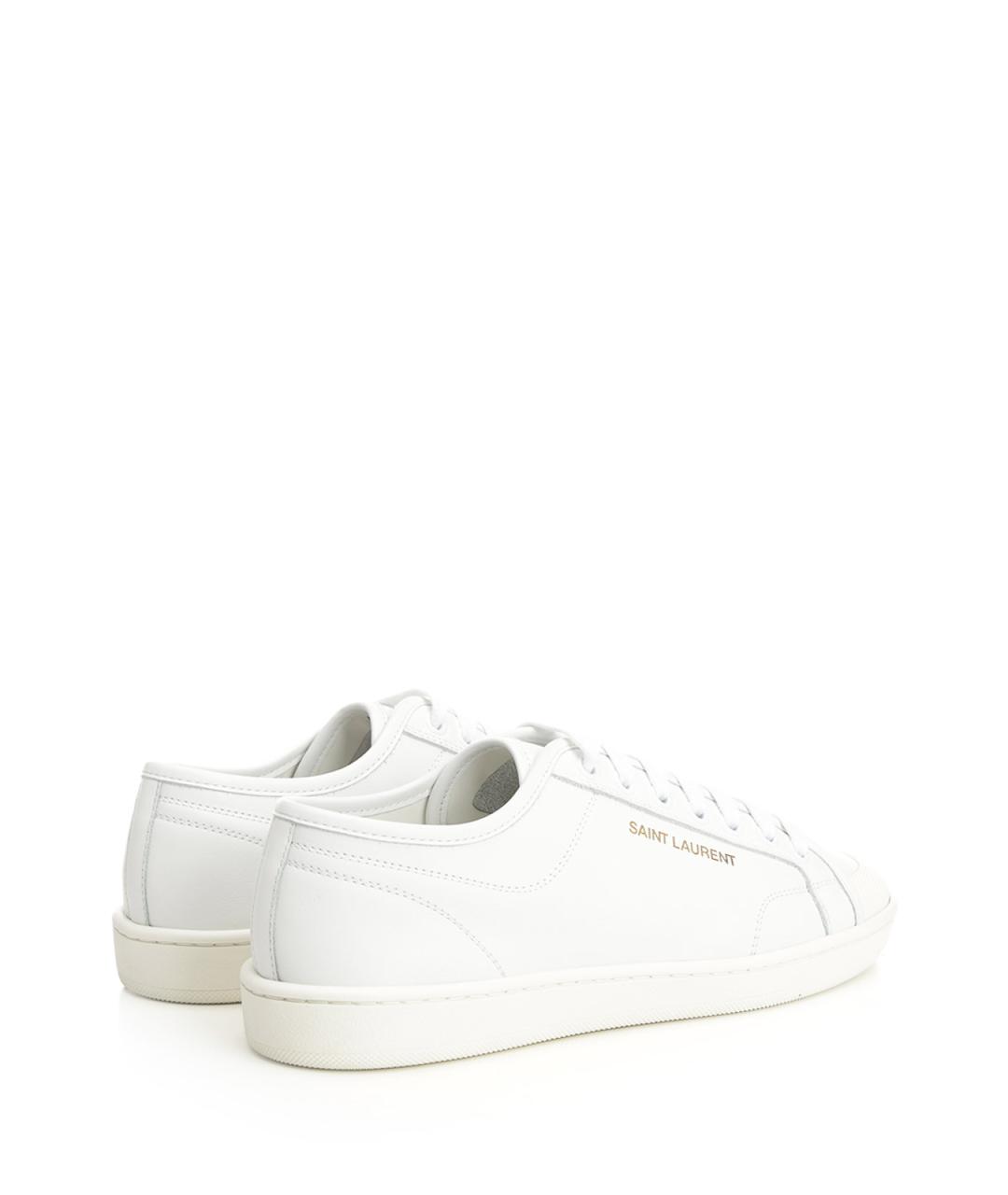 SAINT LAURENT Белые кожаные низкие кроссовки / кеды, фото 3
