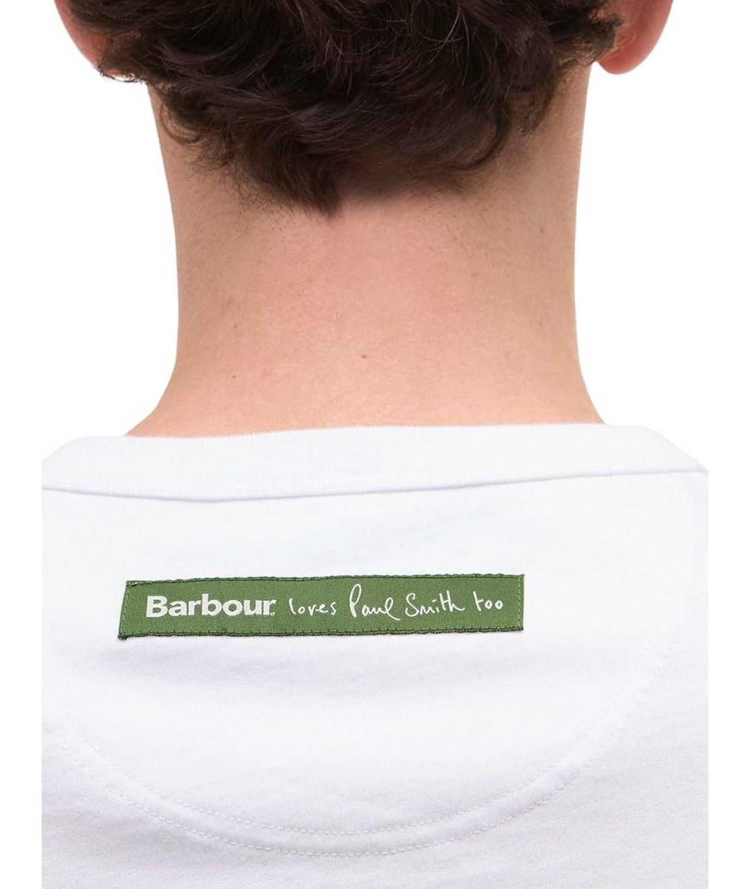 BARBOUR Белая хлопковая футболка, фото 6