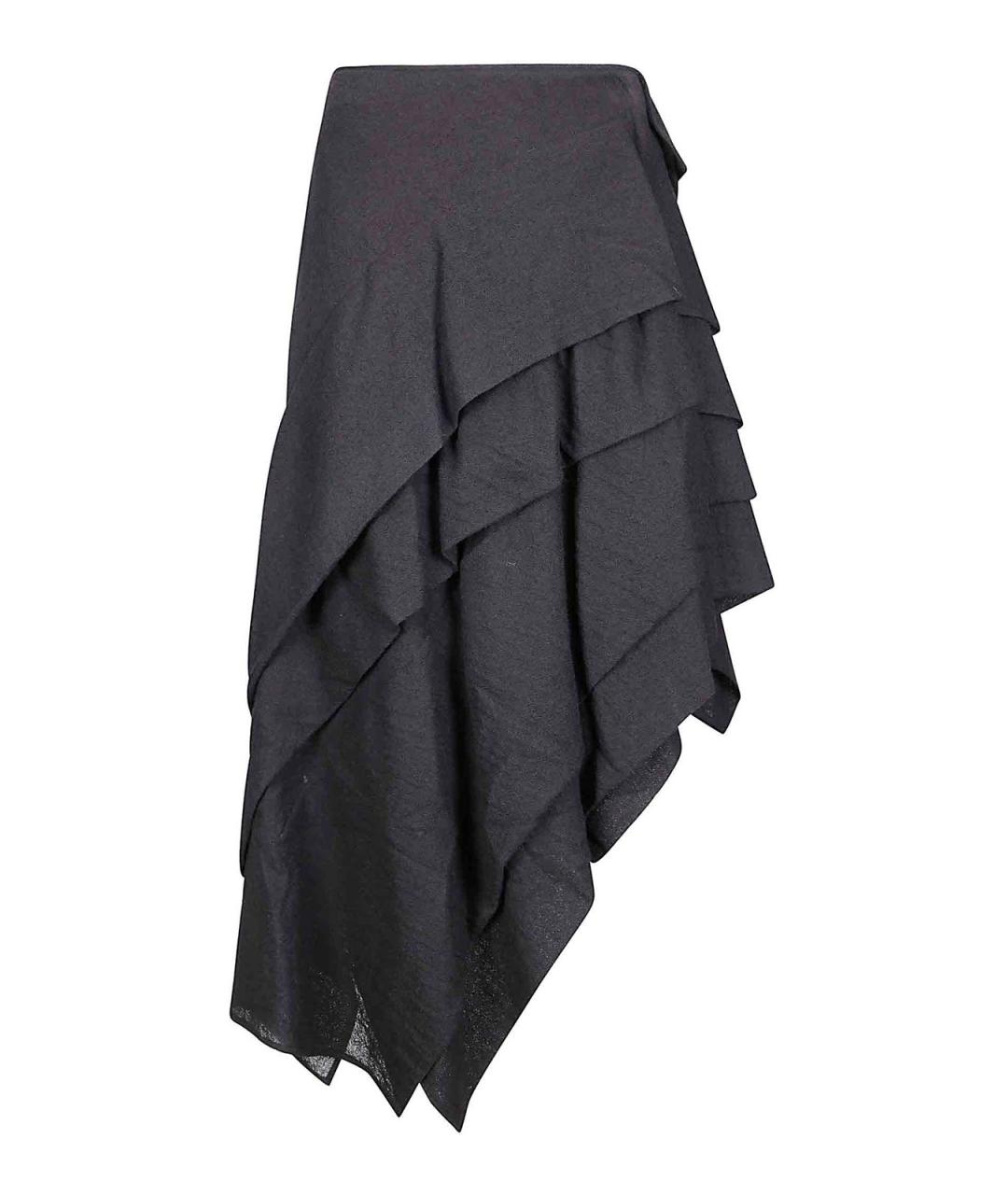 YOHJI YAMAMOTO Черная шерстяная юбка миди, фото 1