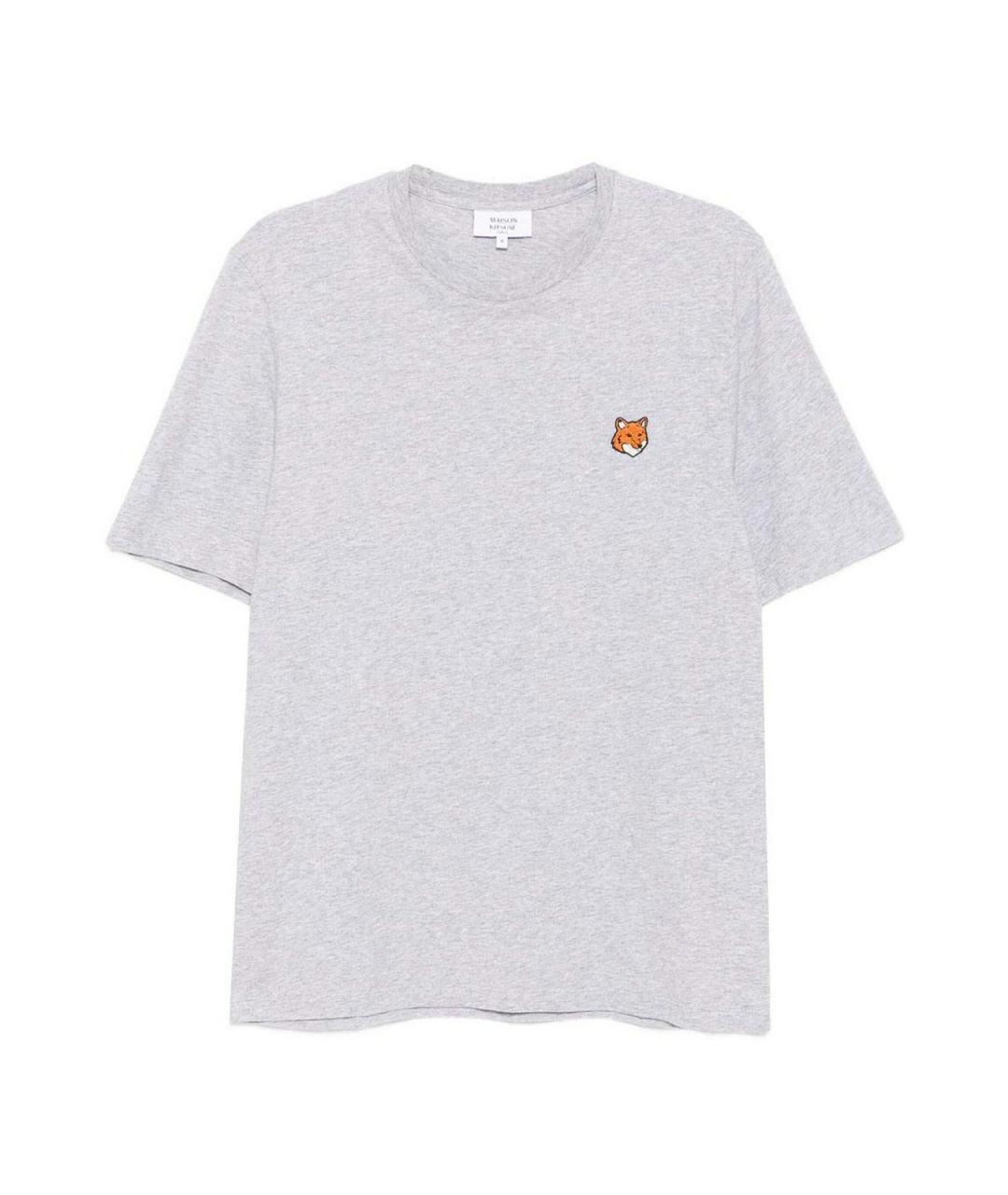 MAISON KITSUNE Серая хлопковая футболка, фото 1