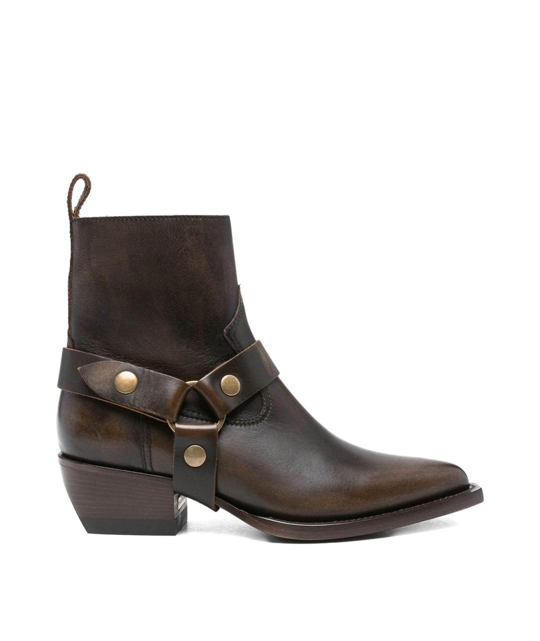 GOLDEN GOOSE DELUXE BRAND Коричневые кожаные сапоги, фото 1