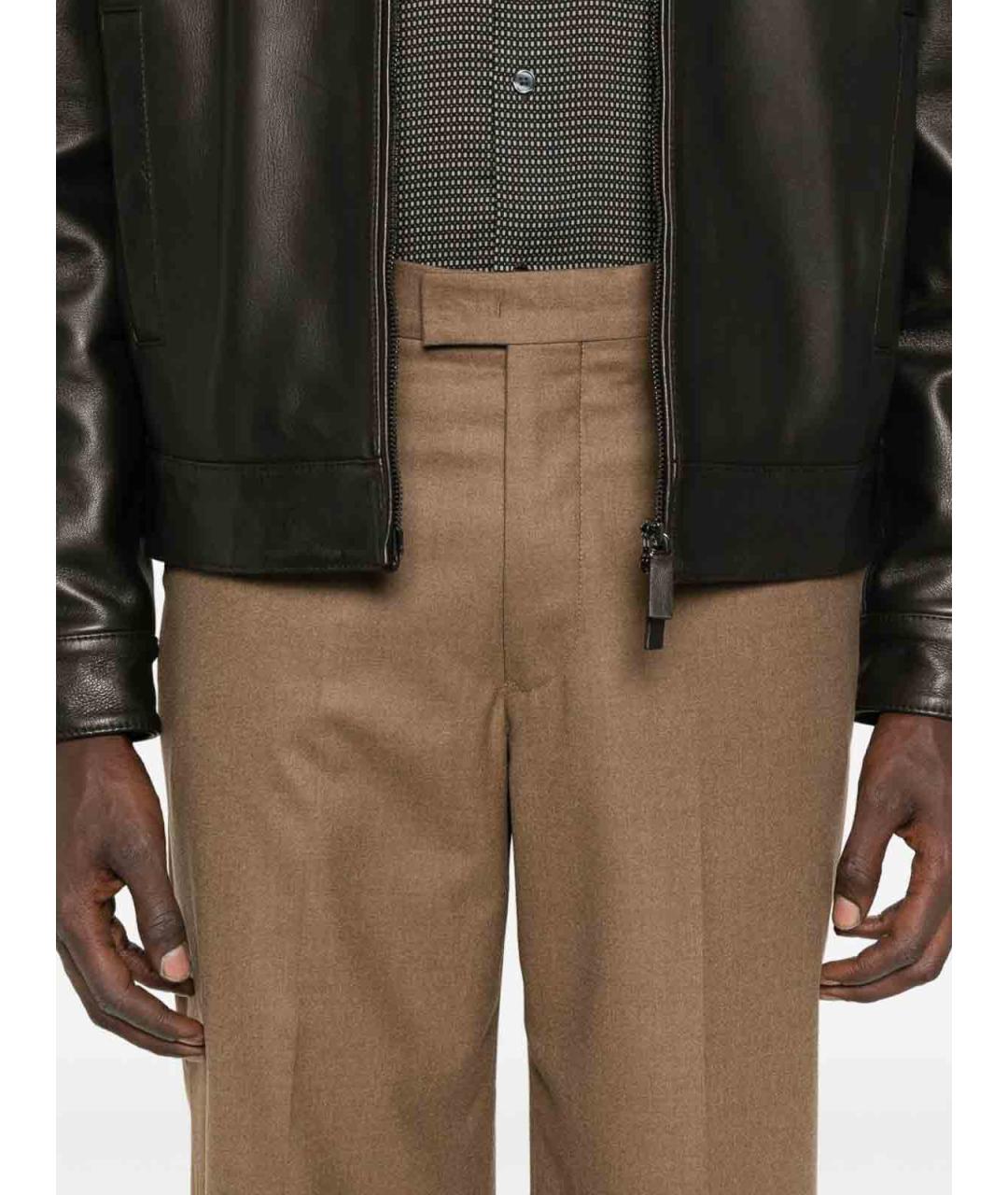 EMPORIO ARMANI Коричневые шерстяные повседневные брюки, фото 5