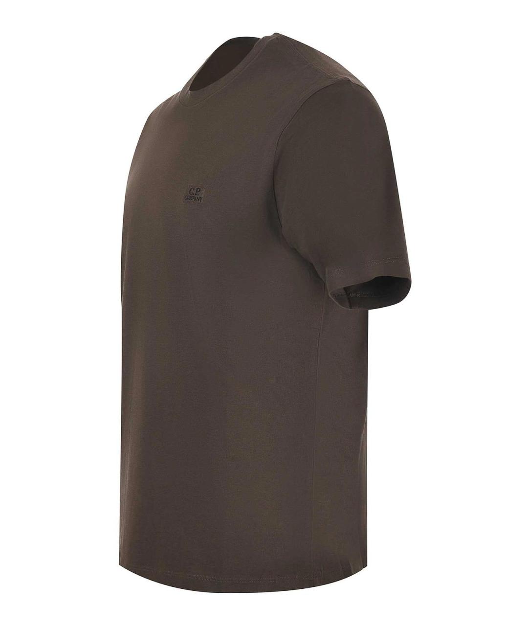 CP COMPANY Коричневая хлопковая футболка, фото 2