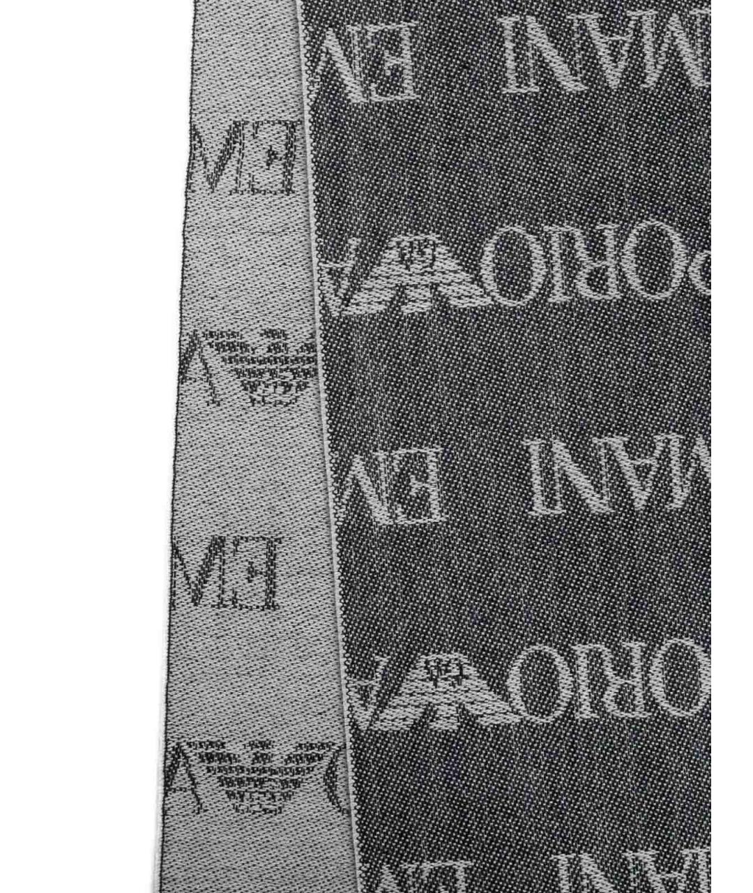 EMPORIO ARMANI Темно-синий шерстяной шарф, фото 2