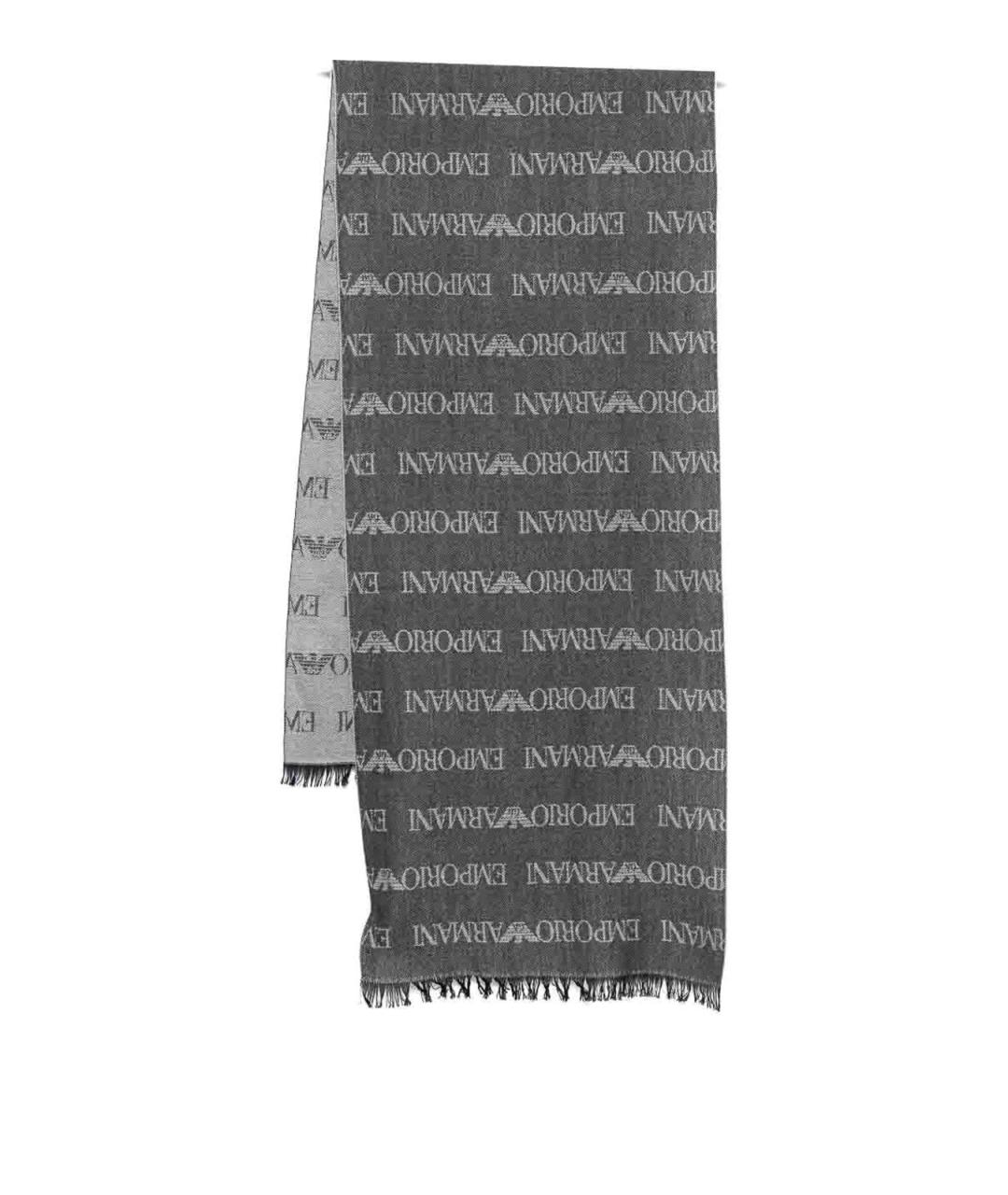 EMPORIO ARMANI Темно-синий шерстяной шарф, фото 1