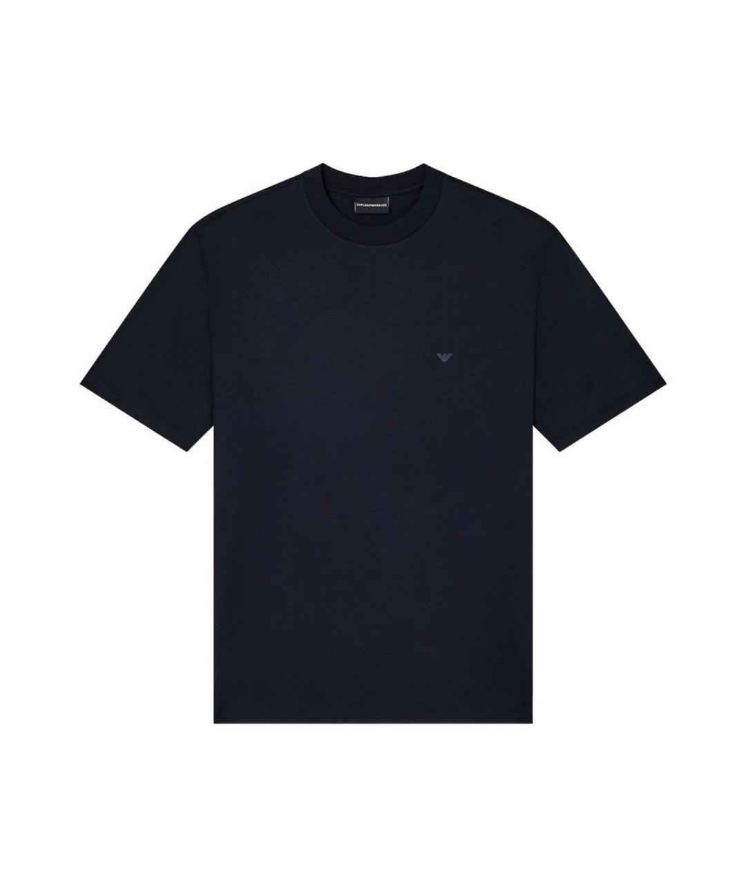 EMPORIO ARMANI Темно-синяя хлопковая футболка, фото 1