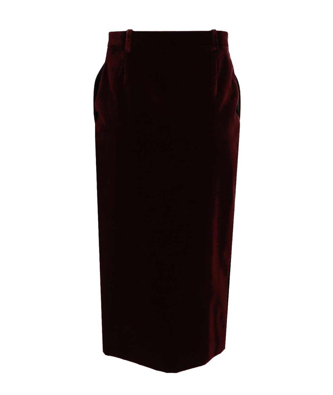 SAINT LAURENT Бордовая хлопковая юбка миди, фото 2