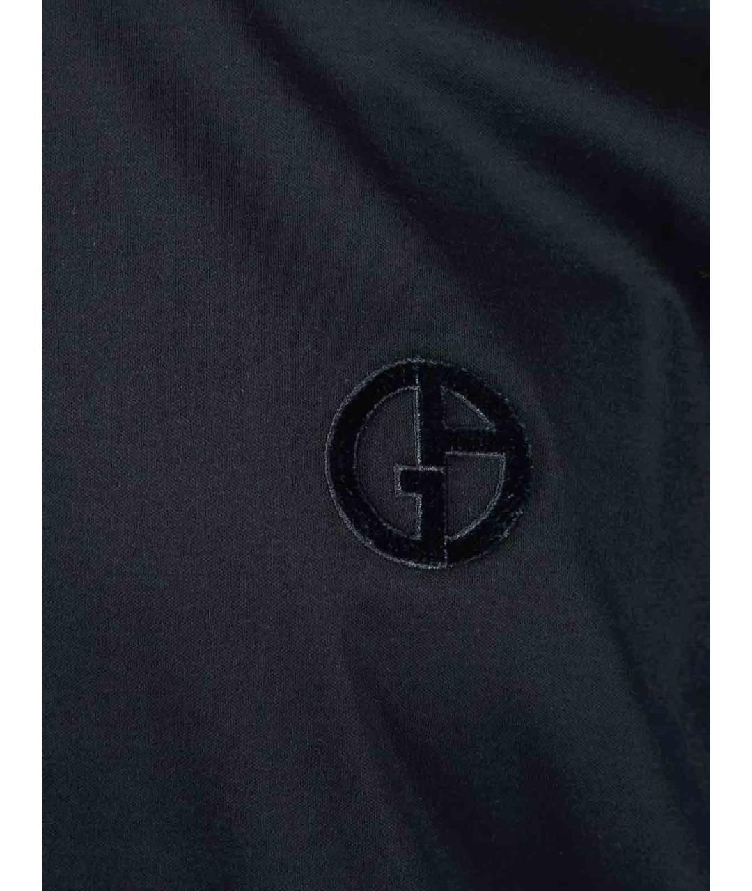 GIORGIO ARMANI Темно-синяя хлопковая футболка, фото 3
