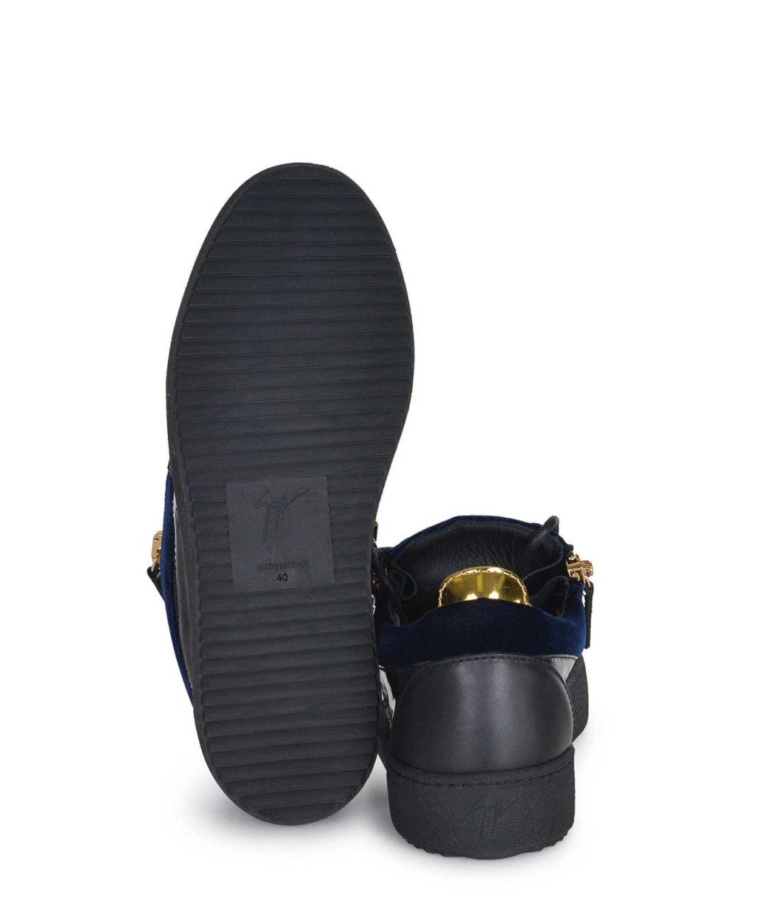 GIUSEPPE ZANOTTI DESIGN Черные кожаные низкие кроссовки / кеды, фото 5
