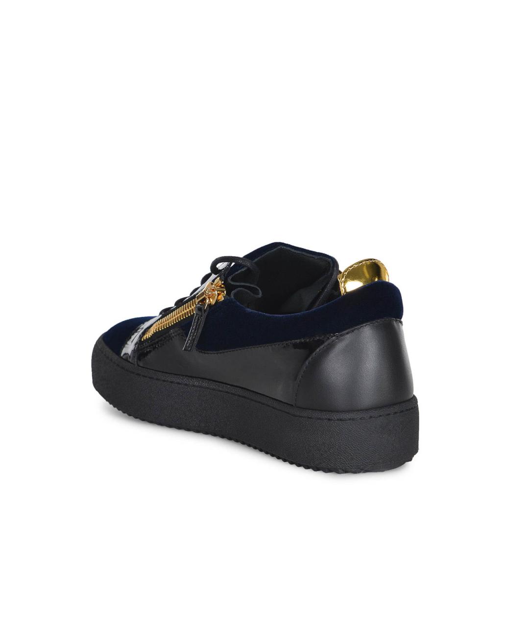 GIUSEPPE ZANOTTI DESIGN Черные кожаные низкие кроссовки / кеды, фото 4