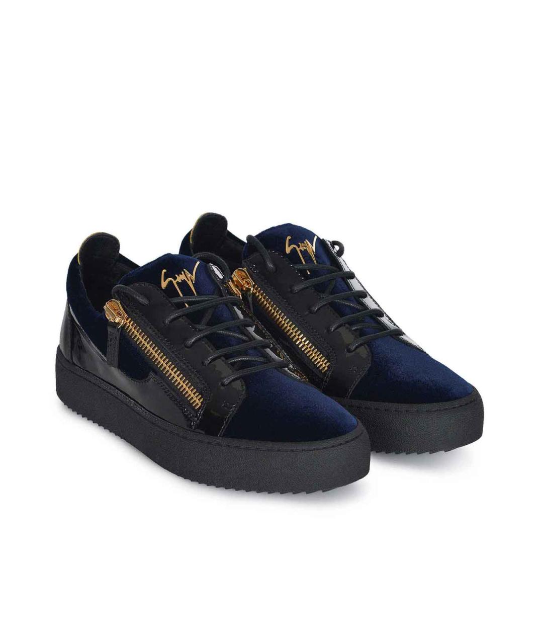 GIUSEPPE ZANOTTI DESIGN Черные кожаные низкие кроссовки / кеды, фото 2