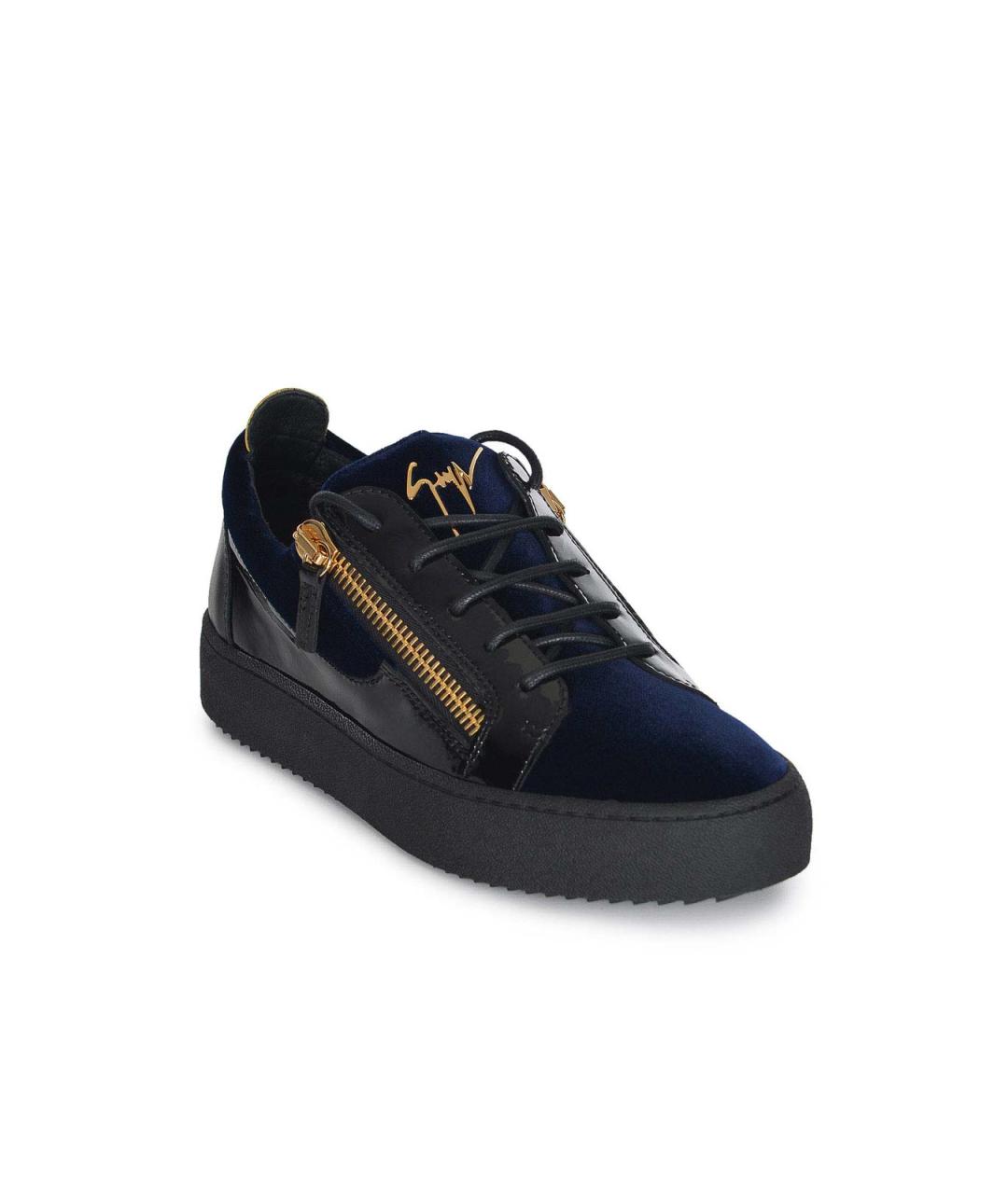 GIUSEPPE ZANOTTI DESIGN Черные кожаные низкие кроссовки / кеды, фото 3