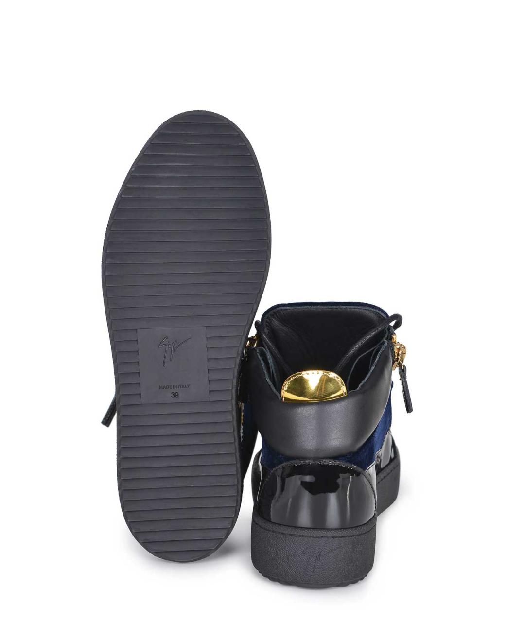 GIUSEPPE ZANOTTI DESIGN Черные кожаные низкие кроссовки / кеды, фото 5