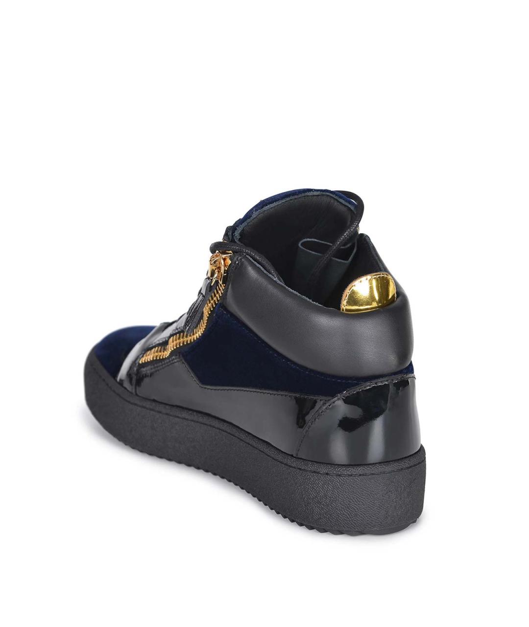 GIUSEPPE ZANOTTI DESIGN Черные кожаные низкие кроссовки / кеды, фото 4