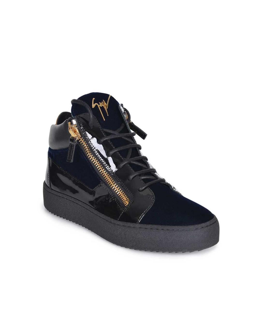 GIUSEPPE ZANOTTI DESIGN Черные кожаные низкие кроссовки / кеды, фото 3