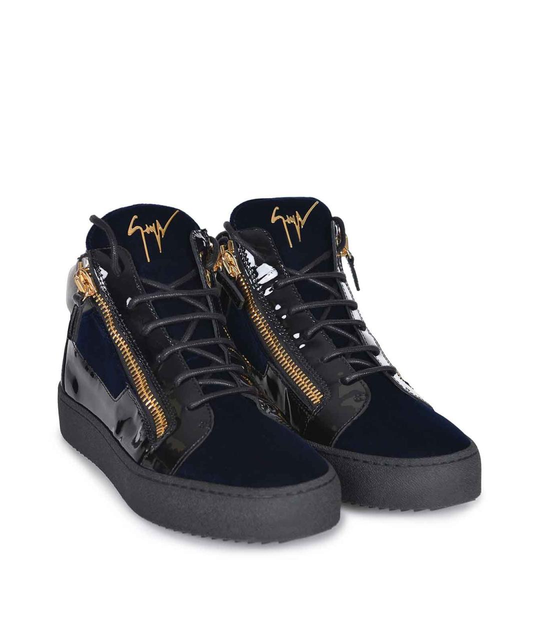 GIUSEPPE ZANOTTI DESIGN Черные кожаные низкие кроссовки / кеды, фото 2