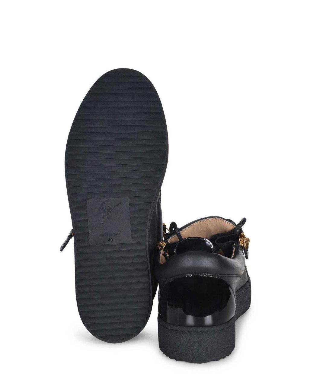 GIUSEPPE ZANOTTI DESIGN Черные кожаные низкие кроссовки / кеды, фото 5