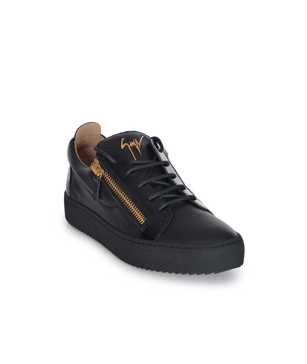 GIUSEPPE ZANOTTI DESIGN Черные кожаные низкие кроссовки / кеды, фото 3