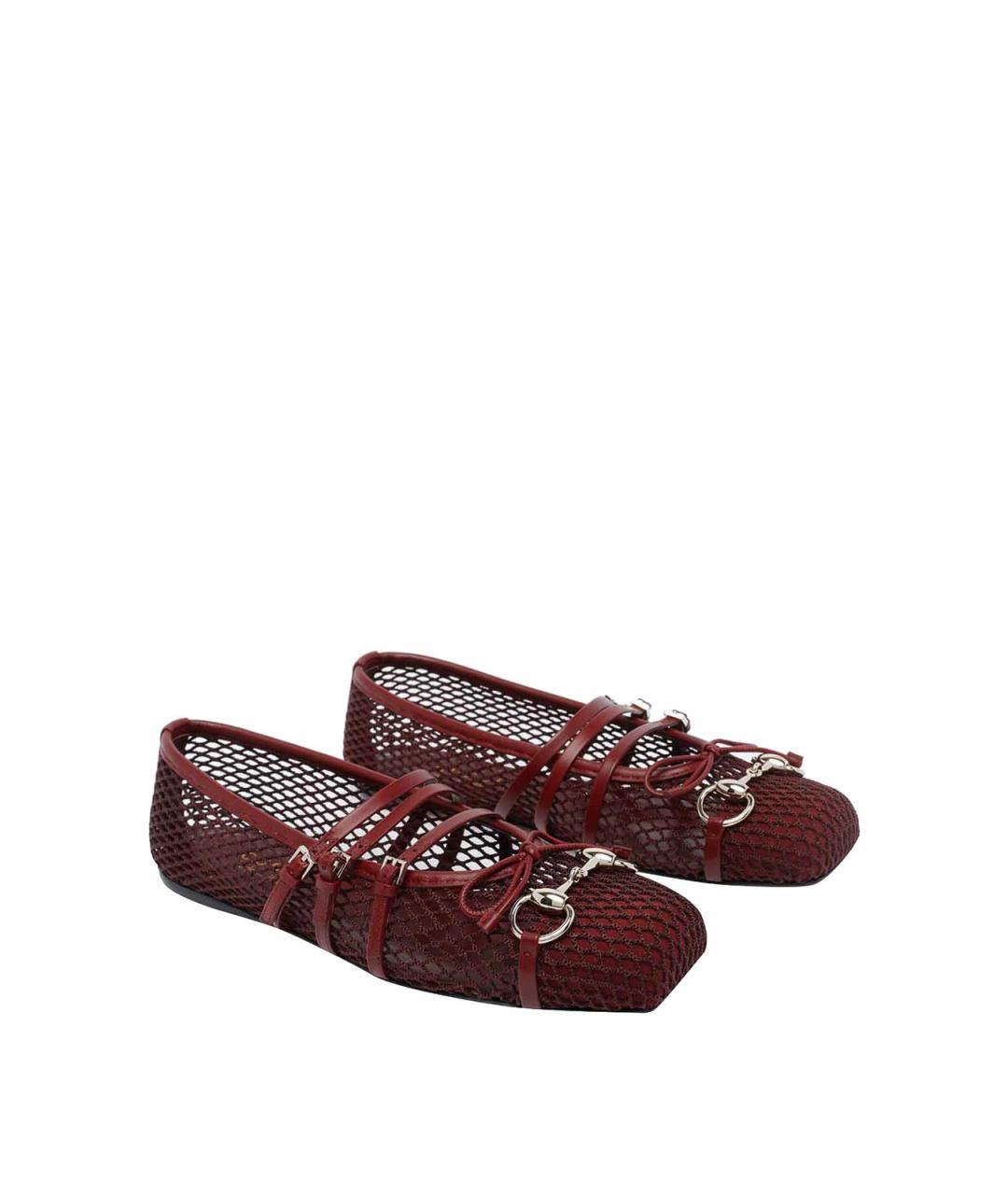 GUCCI Бордовые балетки, фото 2