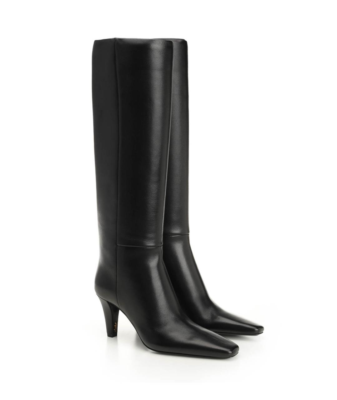 SAINT LAURENT Черные кожаные сапоги, фото 2