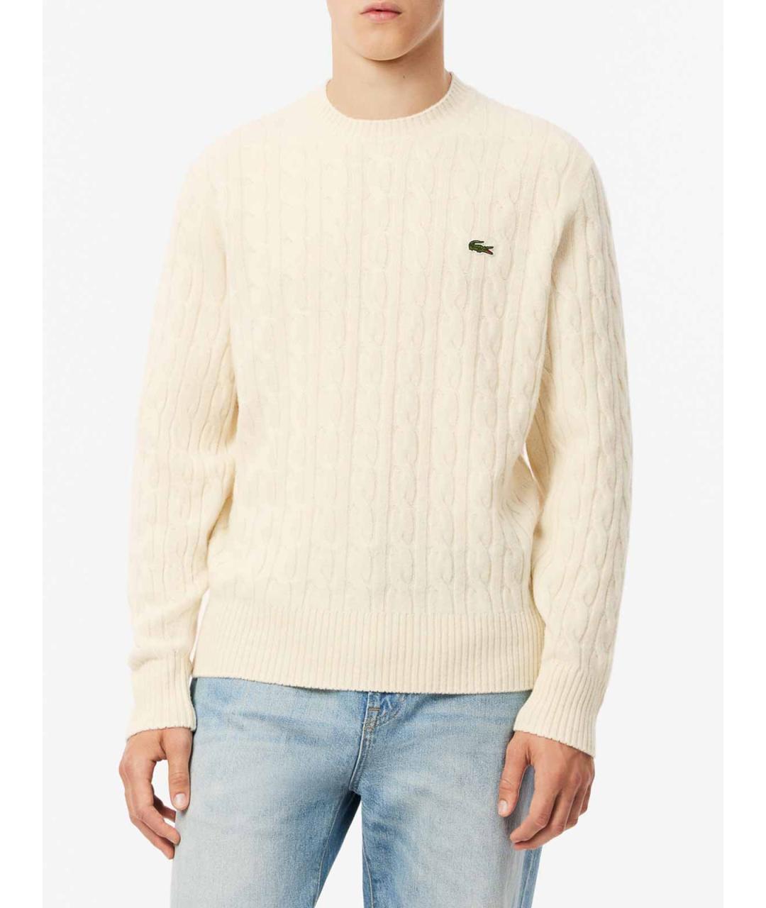 LACOSTE Бежевый шерстяной джемпер / свитер, фото 2